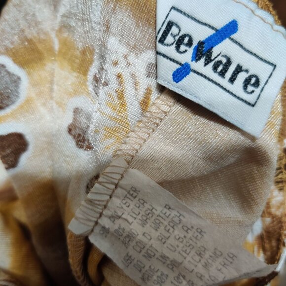 Beware 3XL Vintage Plus Size Floral Stripe Maxi Dress Yellow Brown Made in USA - Picture 6 of 7